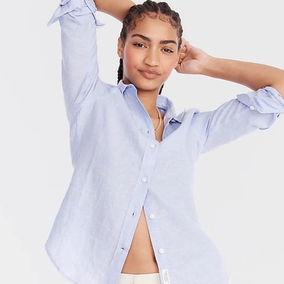 J. Crew Tops - J crew slim Baird mcnutt Irish linen shirt French blue